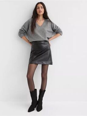 LOFT Faux Croc Mini Skirt - Black